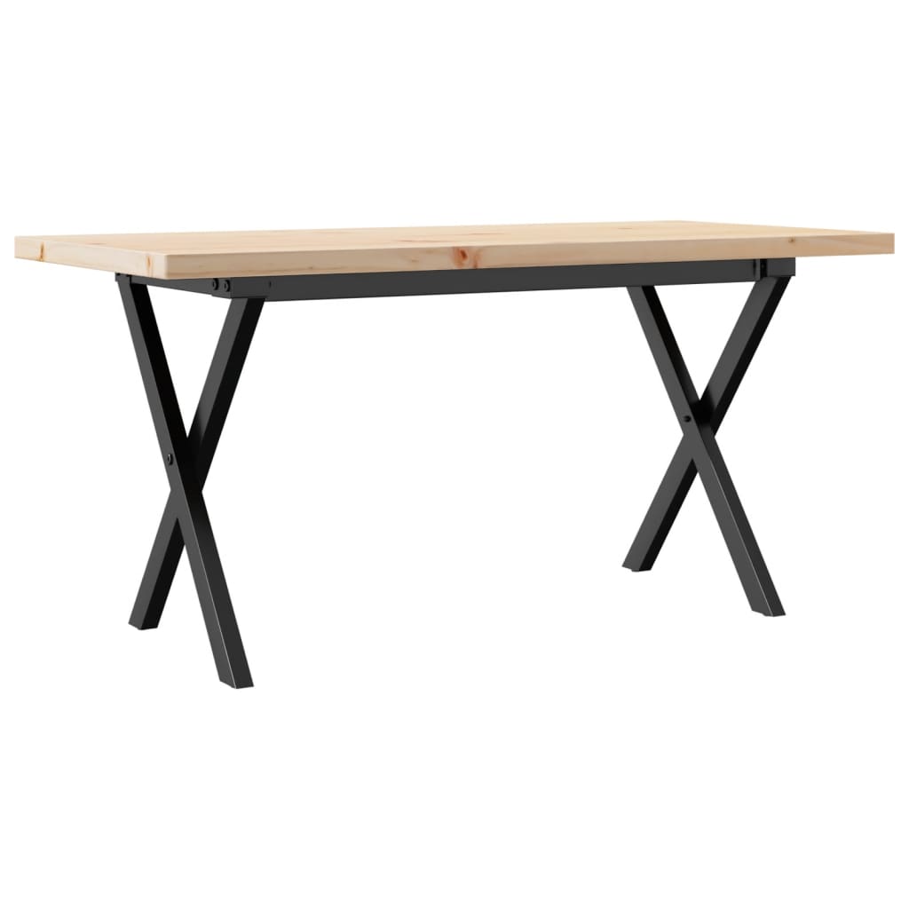 Konferenční Stolek S X Rámem 90X40X45,5Cm Borové Dřevo A Litina Světle Šedá