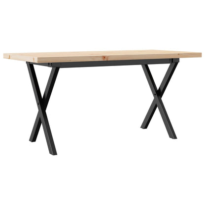 Konferenční Stolek S X Rámem 90X40X45,5Cm Borové Dřevo A Litina Světle Šedá