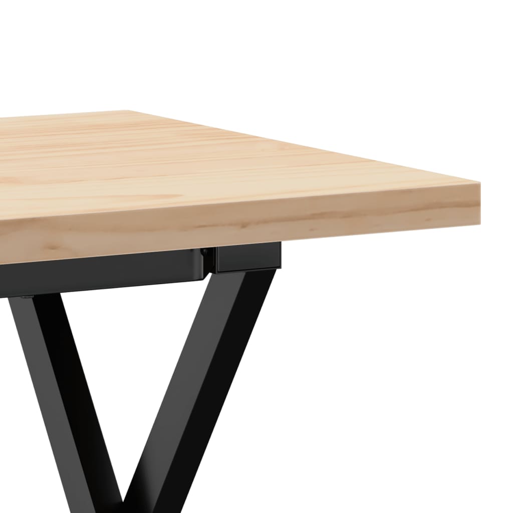 Konferenční Stolek S X Rámem 90X40X45,5Cm Borové Dřevo A Litina Světle Šedá