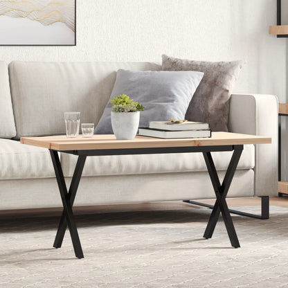 Konferenční Stolek S X Rámem 90X40X45,5Cm Borové Dřevo A Litina Světle Šedá