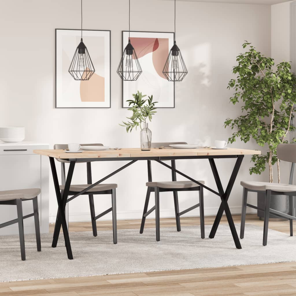 Jídelní Stůl S X Rámem 160 X 80 X 75,5 Cm Borové Dřevo A Ocel