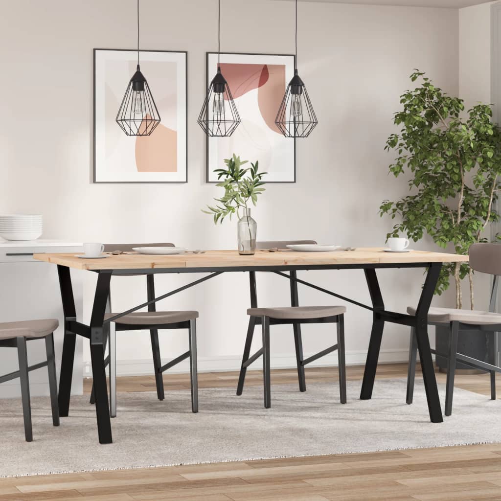 Jídelní Stůl S Y Rámem 180 X 90 X 75,5 Cm Borové Dřevo A Ocel