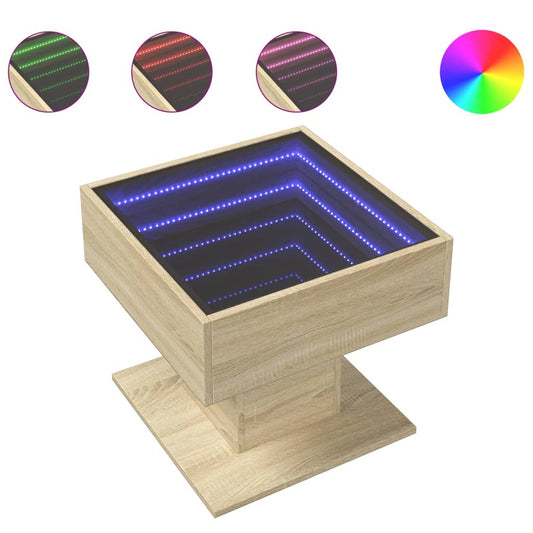 Konferenční Stolek S Led 50 X 50 X 45 Cm Kompozit