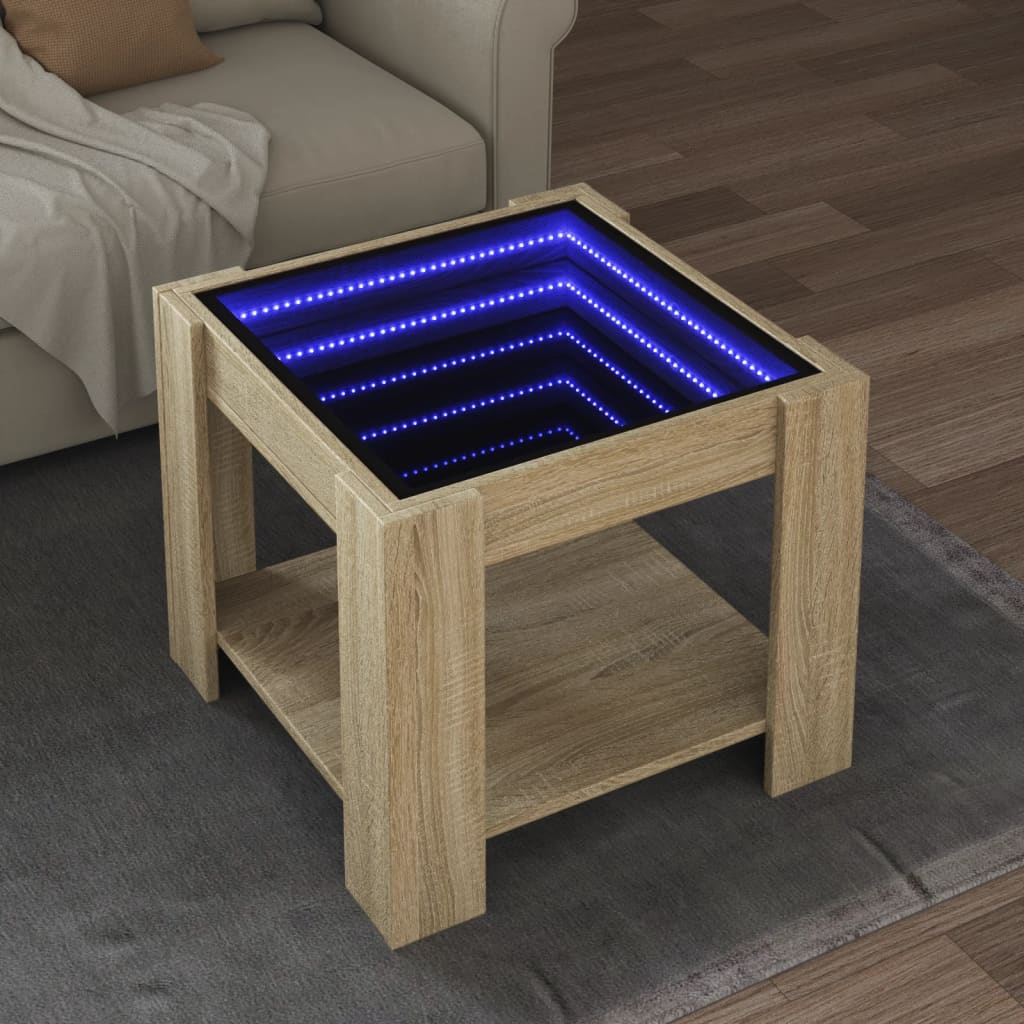 Konferenční Stolek S Led 53 X 53 X 45 Cm Kompozit