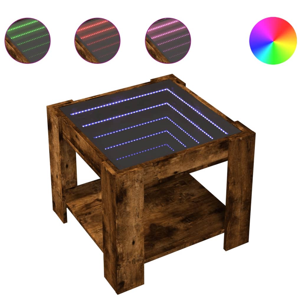 Konferenční Stolek S Led 53 X 53 X 45 Cm Kompozit