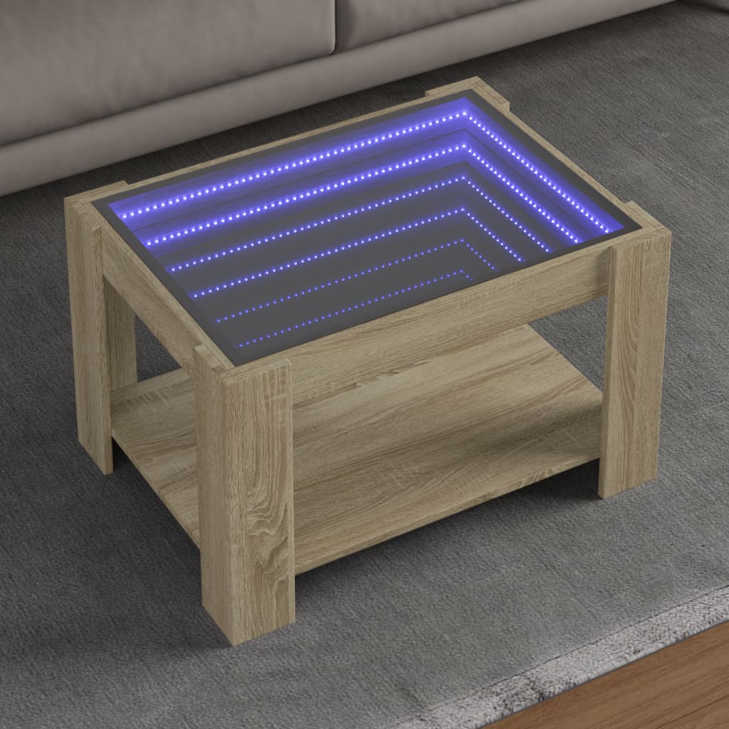 Konferenční Stolek S Led 53 X 53 X 45 Cm Kompozit