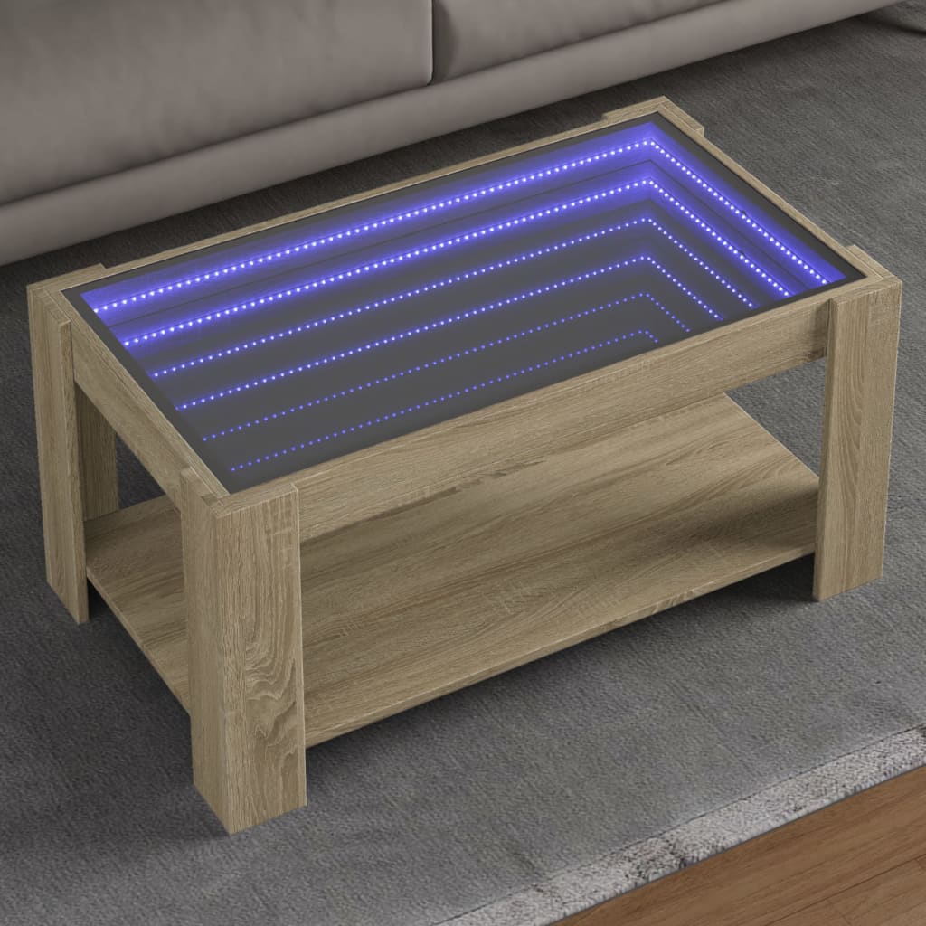 Konferenční Stolek S Led 53 X 53 X 45 Cm Kompozit