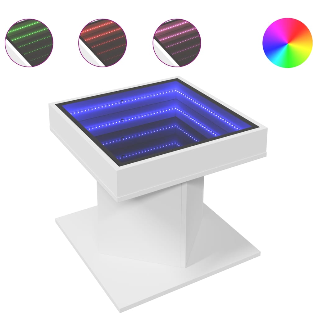 Konferenční Stolek S Led Bílý 50 X 50 X 45 Cm Kompozitní Dřevo