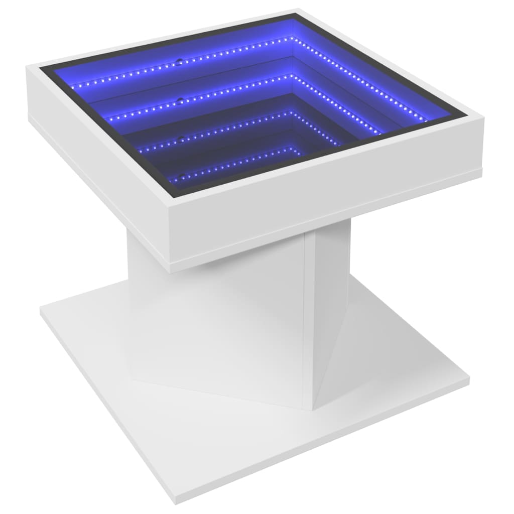 Konferenční Stolek S Led Bílý 50 X 50 X 45 Cm Kompozitní Dřevo
