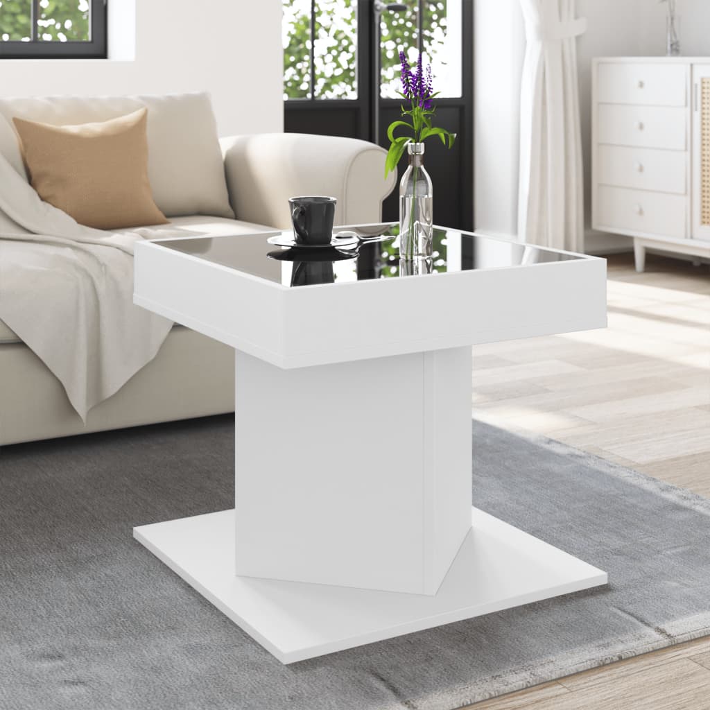 Konferenční Stolek S Led Bílý 50 X 50 X 45 Cm Kompozitní Dřevo