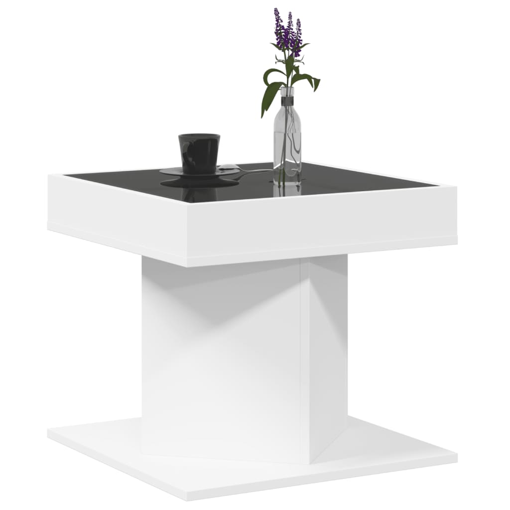 Konferenční Stolek S Led Bílý 50 X 50 X 45 Cm Kompozitní Dřevo