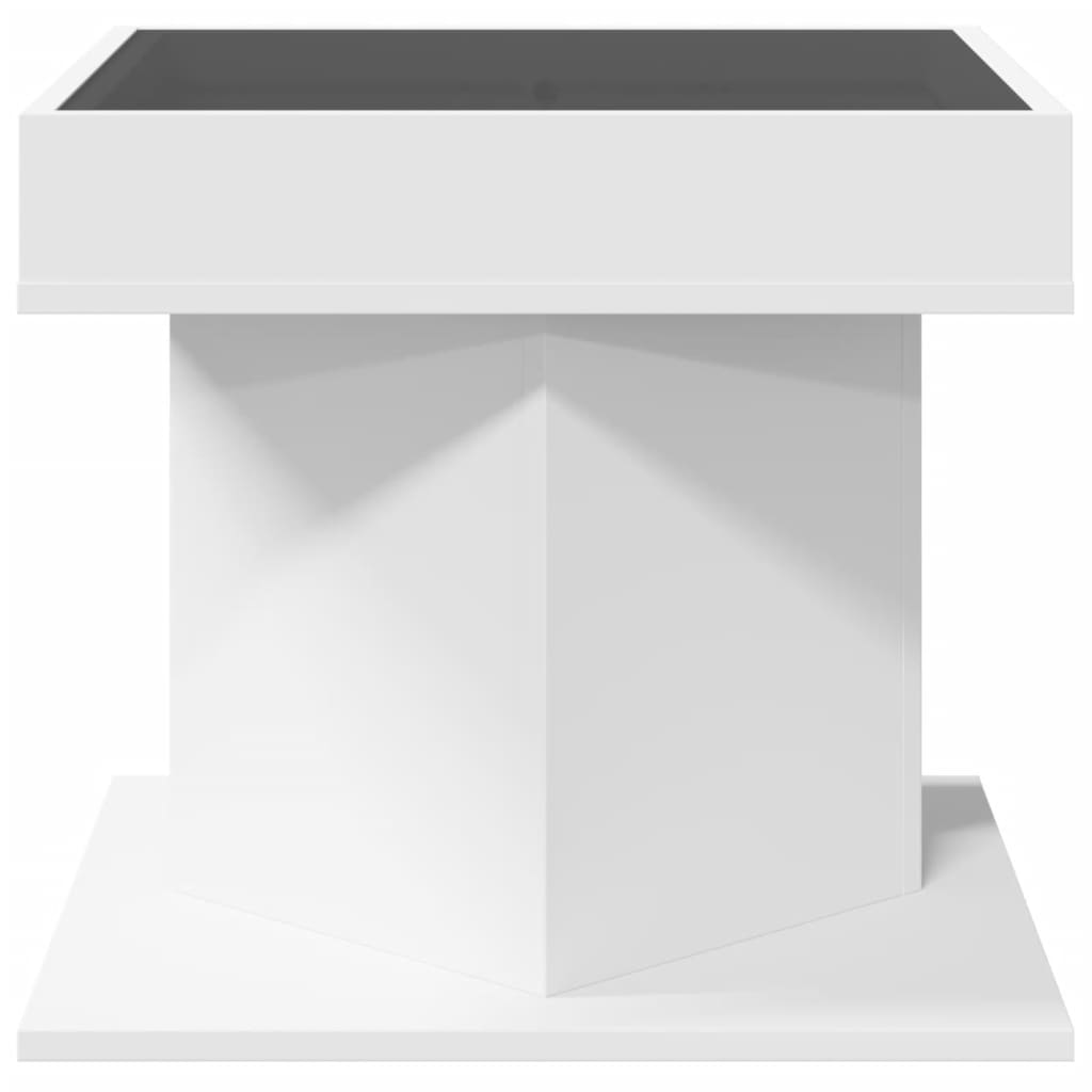 Konferenční Stolek S Led Bílý 50 X 50 X 45 Cm Kompozitní Dřevo