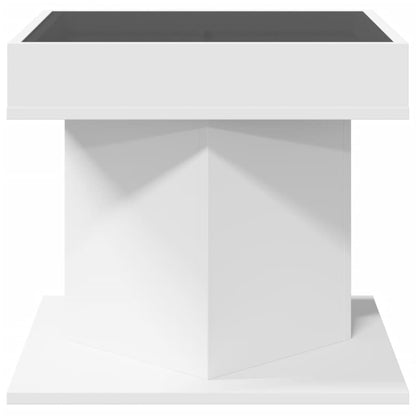 Konferenční Stolek S Led Bílý 50 X 50 X 45 Cm Kompozitní Dřevo