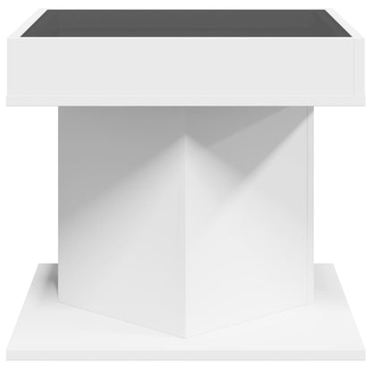 Konferenční Stolek S Led Bílý 50 X 50 X 45 Cm Kompozitní Dřevo