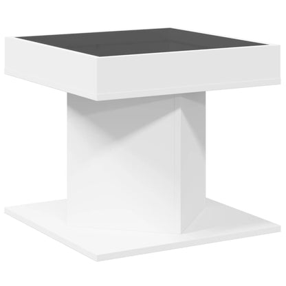 Konferenční Stolek S Led Bílý 50 X 50 X 45 Cm Kompozitní Dřevo