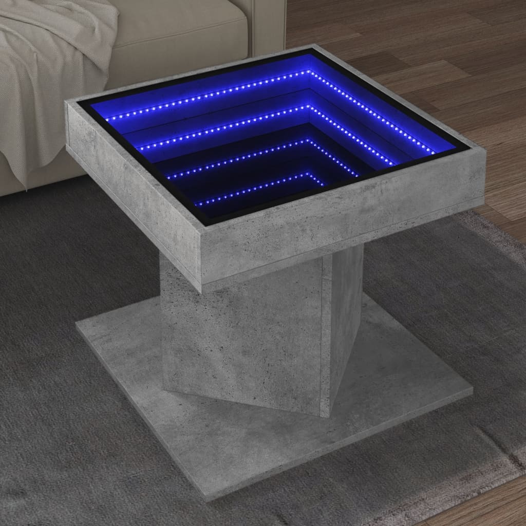 Konferenční Stolek S Led Bílý 50 X 50 X 45 Cm Kompozitní Dřevo
