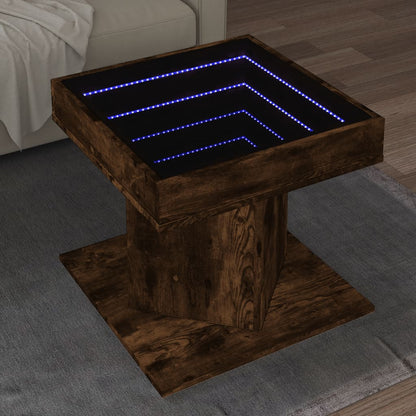 Konferenční Stolek S Led Bílý 50 X 50 X 45 Cm Kompozitní Dřevo