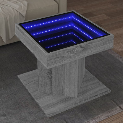 Konferenční Stolek S Led Bílý 50 X 50 X 45 Cm Kompozitní Dřevo
