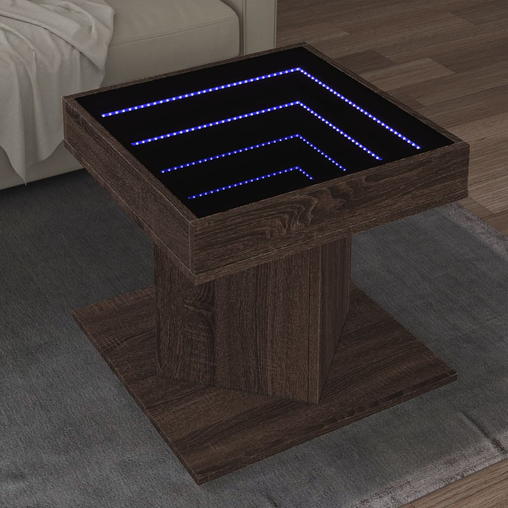 Konferenční Stolek S Led Bílý 50 X 50 X 45 Cm Kompozitní Dřevo