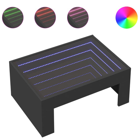 Konferenční Stolek S Infinity Led Černý 70 X 50 X 30 Cm Černá