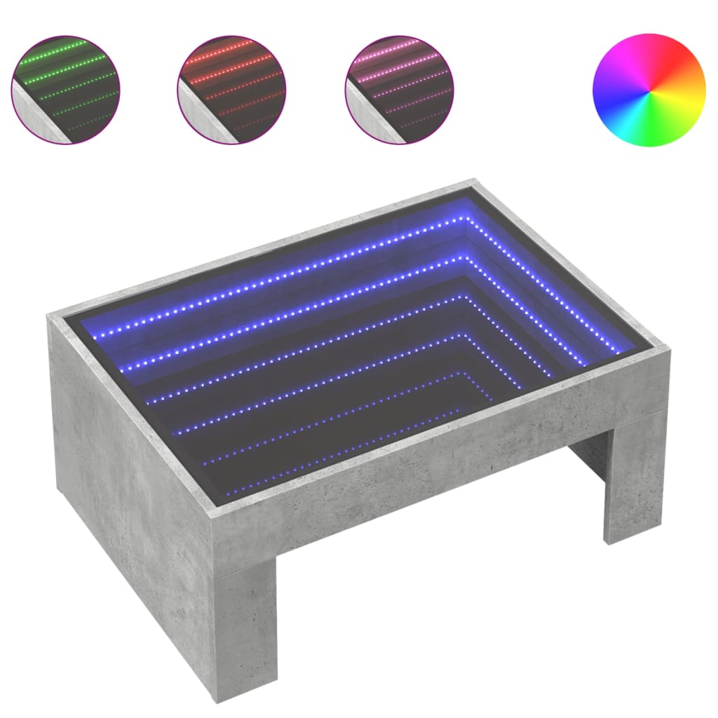 Konferenční Stolek S Infinity Led Betonově Šedý 70 X 50 X 30 Cm Betonová Šedá