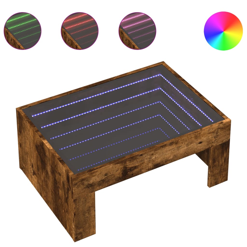 Konferenční Stolek S Infinity Led 70 X 50 X 30 Cm Kouřový Dub
