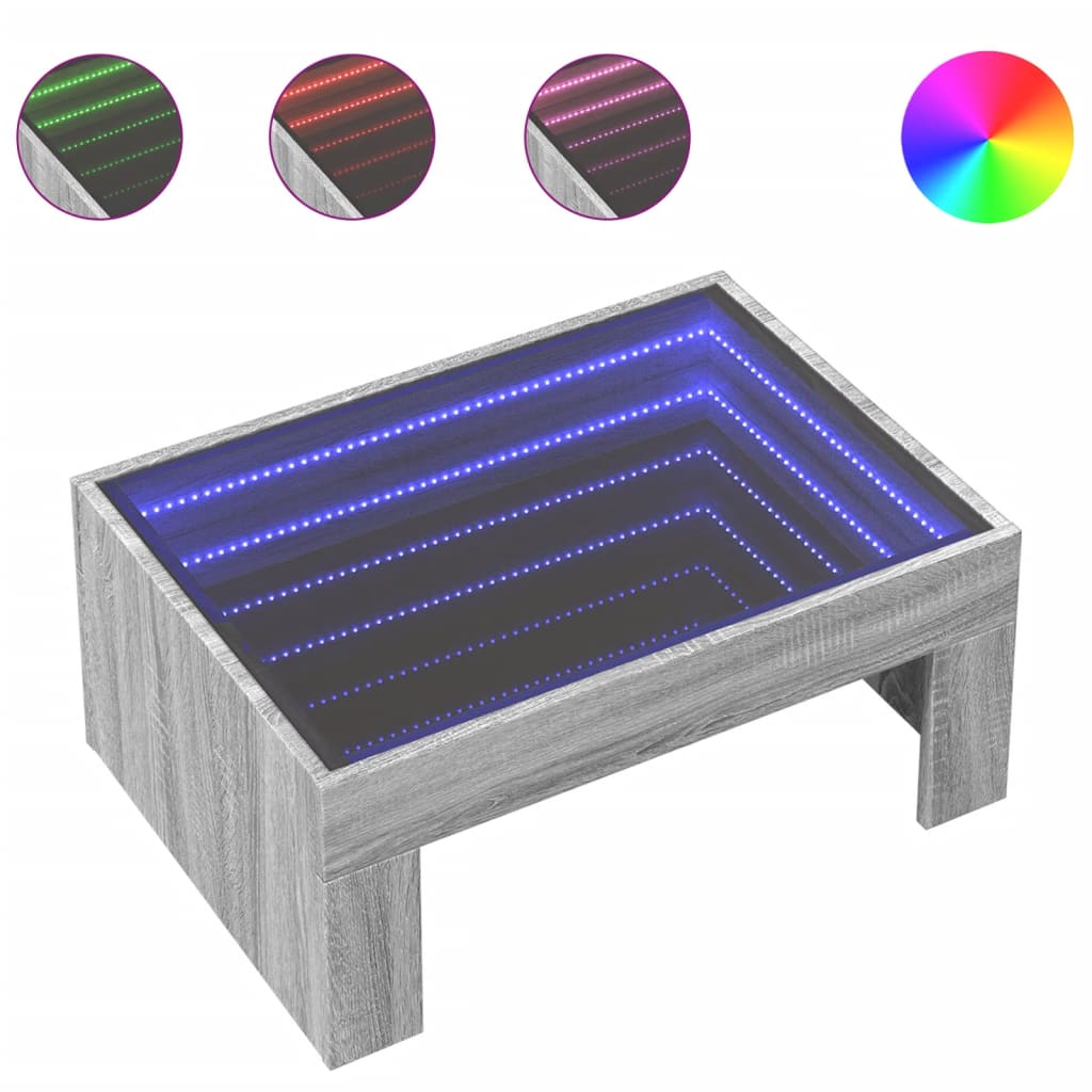 Konferenční Stolek S Infinity Led Šedý Sonoma 70 X 50 X 30 Cm Šedá Sonoma