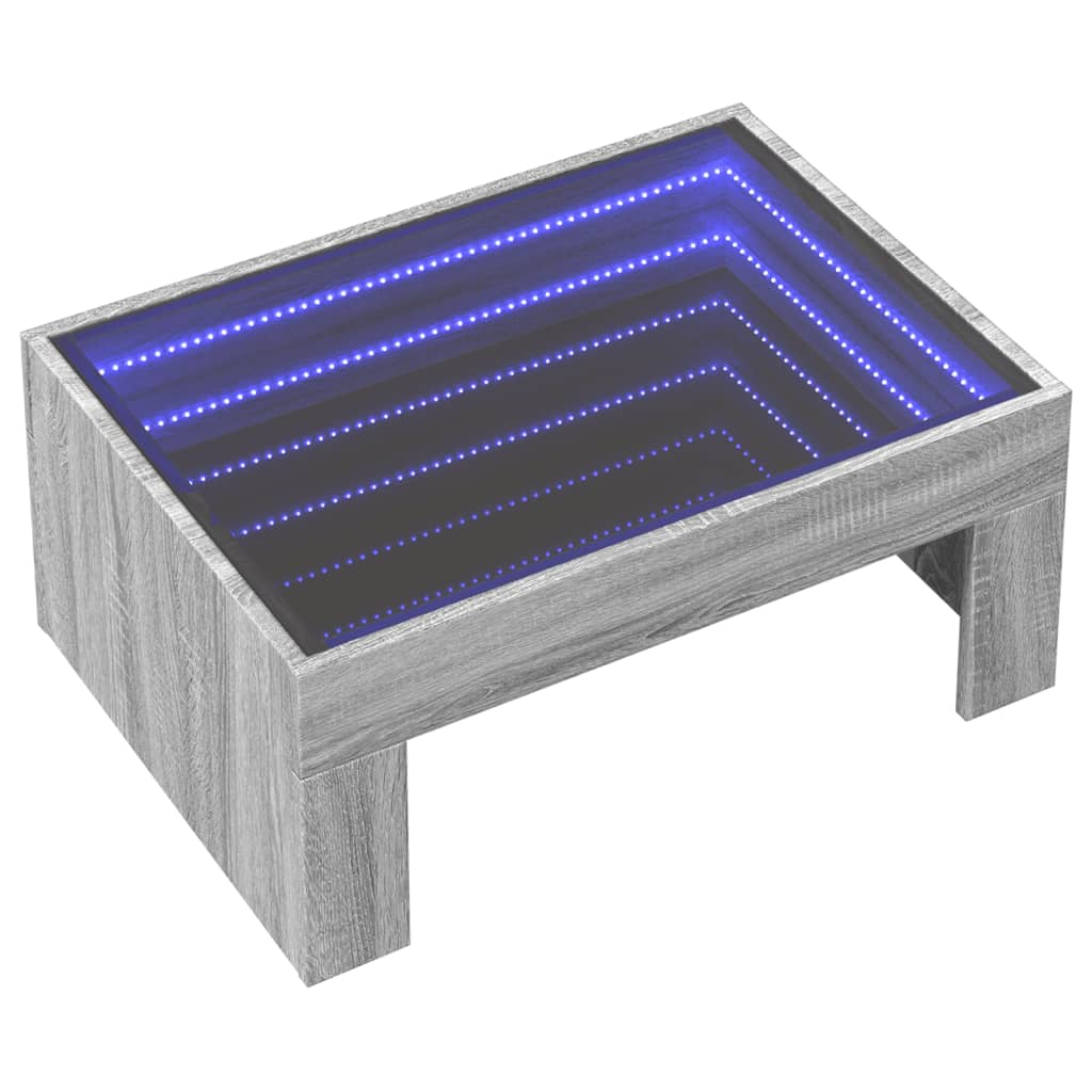 Konferenční Stolek S Infinity Led Šedý Sonoma 70 X 50 X 30 Cm Šedá Sonoma