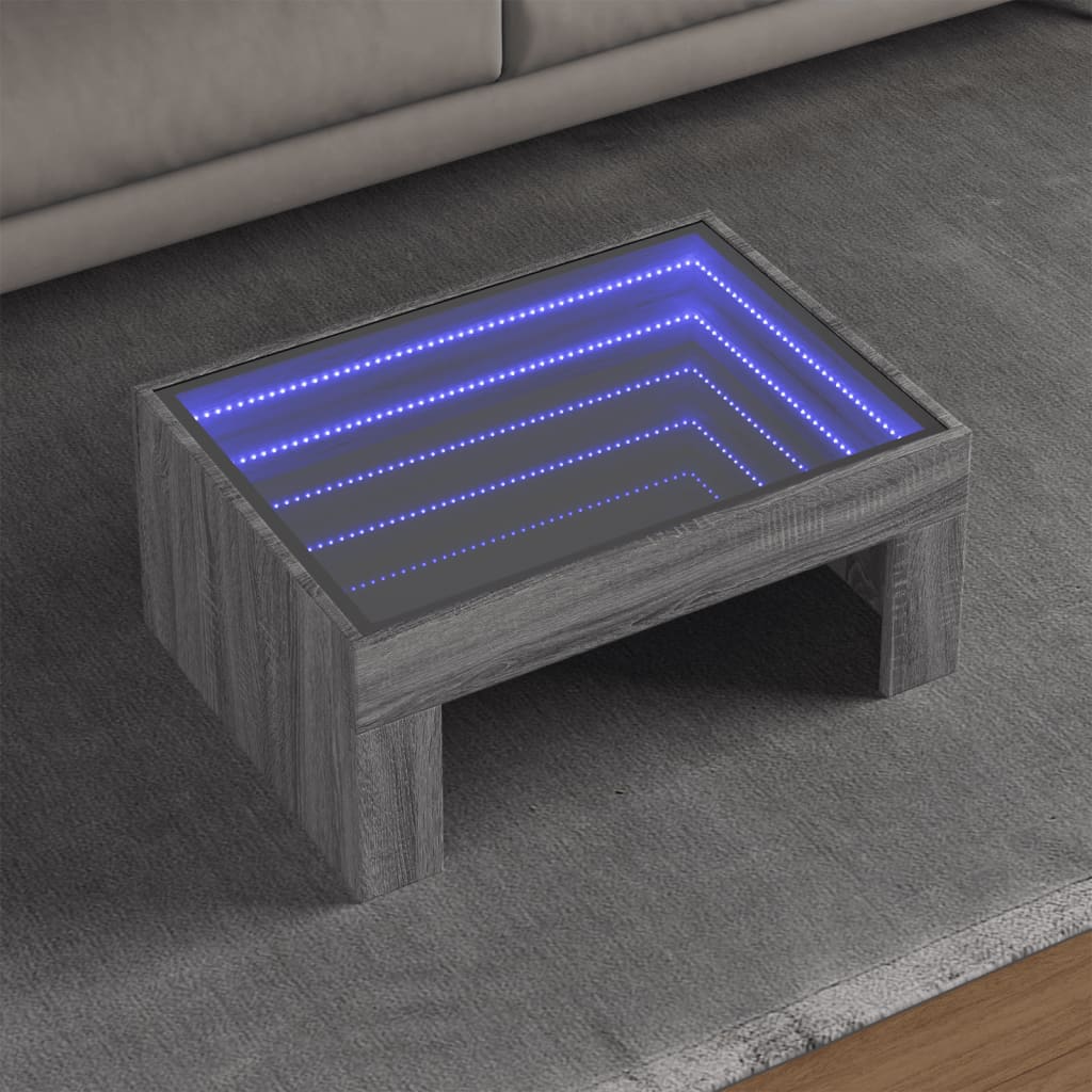 Konferenční Stolek S Infinity Led Šedý Sonoma 70 X 50 X 30 Cm Šedá Sonoma
