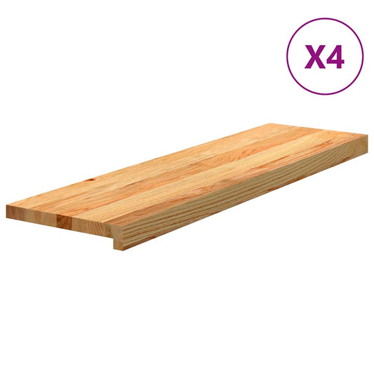 Nášlapy Na Schody 4 Ks Světle Hnědé 90X25X2 Cm Masivní Dub