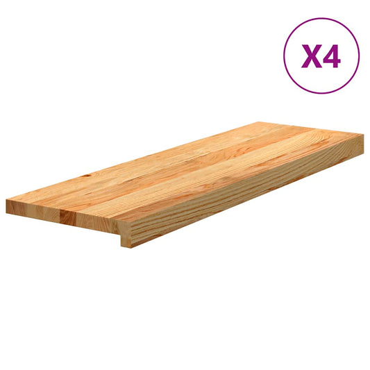 Nášlapy Na Schody 4 Ks Světle Hnědé 80X30X2 Cm Masivní Dub