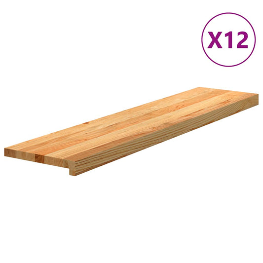 Nášlapy Na Schody 12 Ks Světle Hnědé 110X25X2 Cm Masivní Dub