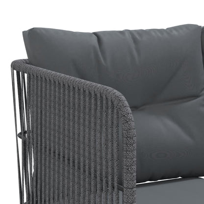Zahradní Sedací Souprava S Poduškami Černá Ocel A Textilen