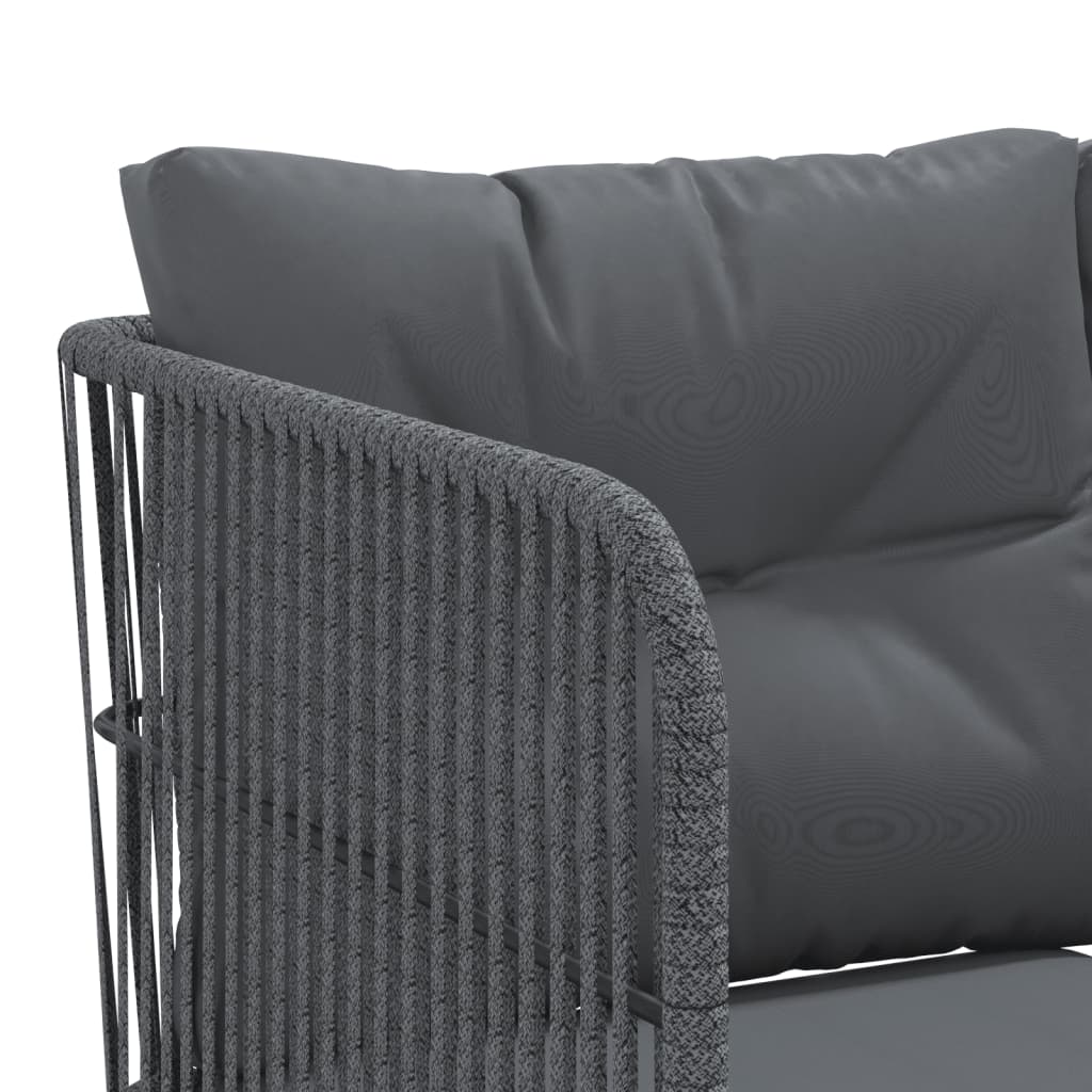 Zahradní Sedací Souprava S Poduškami Černá Ocel A Textilen