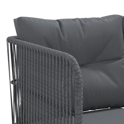 Zahradní Sedací Souprava S Poduškami Černá Ocel A Textilen