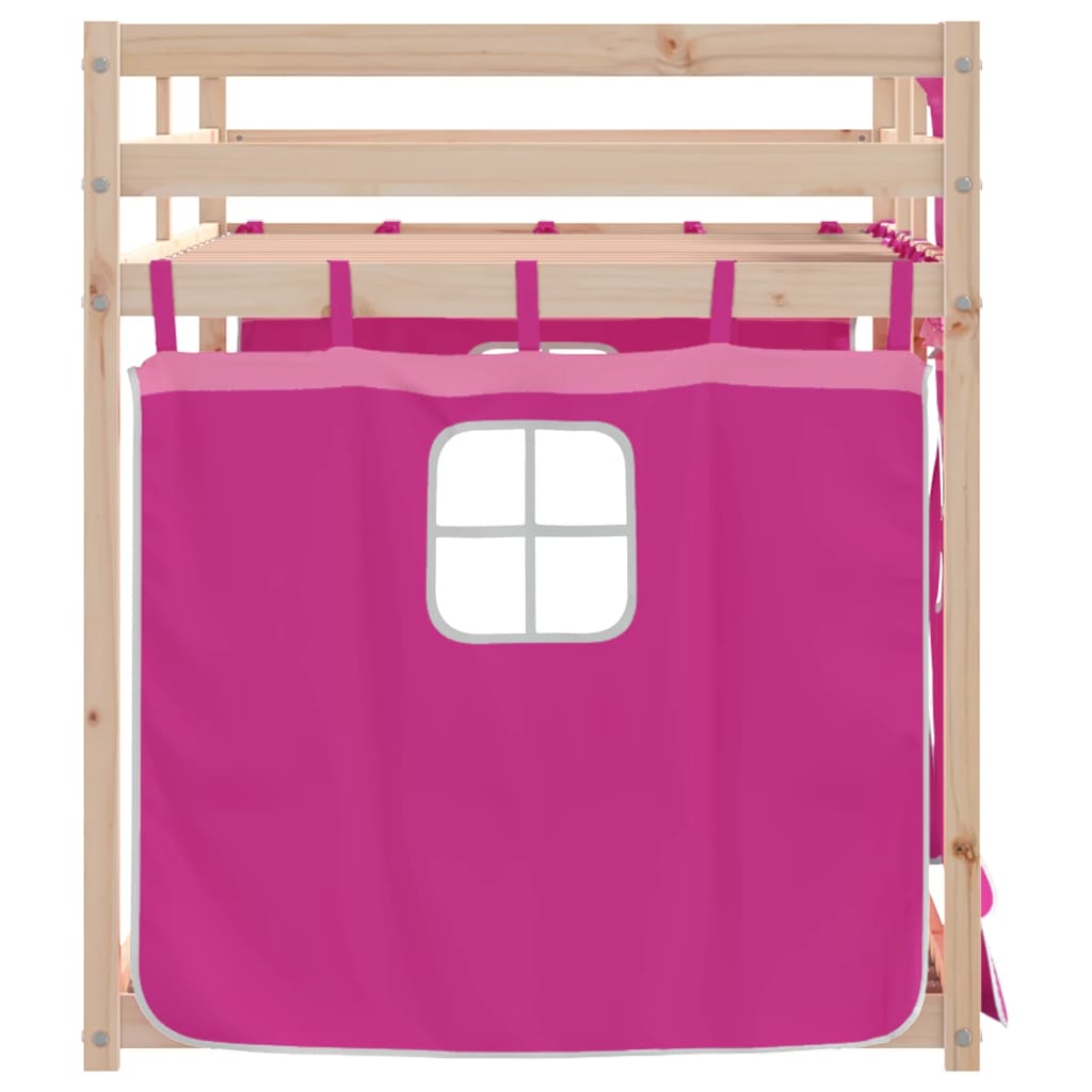 Dětská Patrová Postel Se Závěsy Borovice