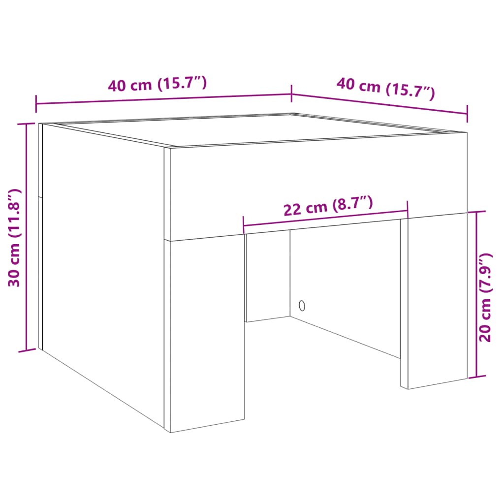 Noční Stolek S Infinity Led 40 X 40 X 30 Cm