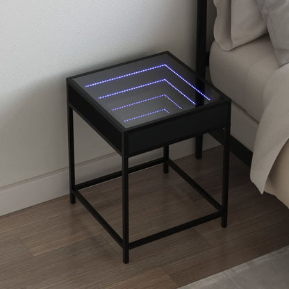 Noční Stolek S Infinity Led Černý 40 X 40 X 51 Cm