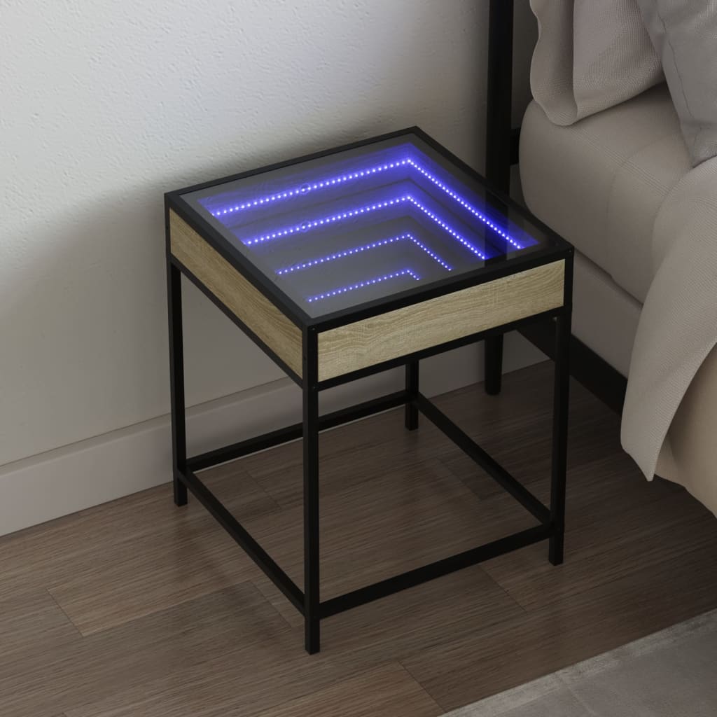 Noční Stolek S Infinity Led Černý 40 X 40 X 51 Cm