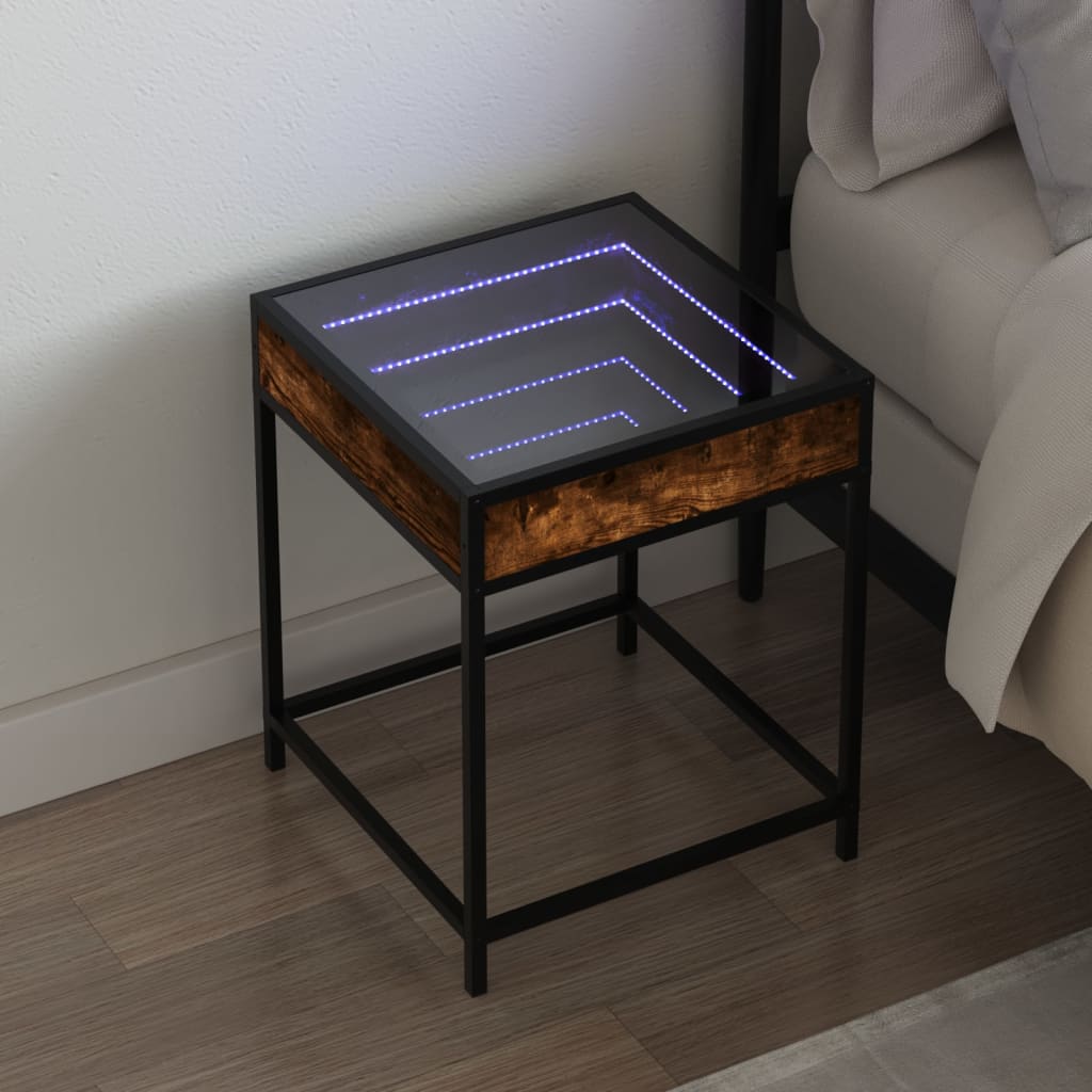 Noční Stolek S Infinity Led Černý 40 X 40 X 51 Cm