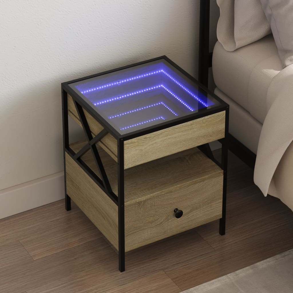 Noční Stolek S Infinity Led Šedý Sonoma 40 X 40 X 51 Cm