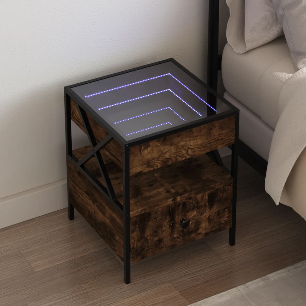 Noční Stolek S Infinity Led Šedý Sonoma 40 X 40 X 51 Cm