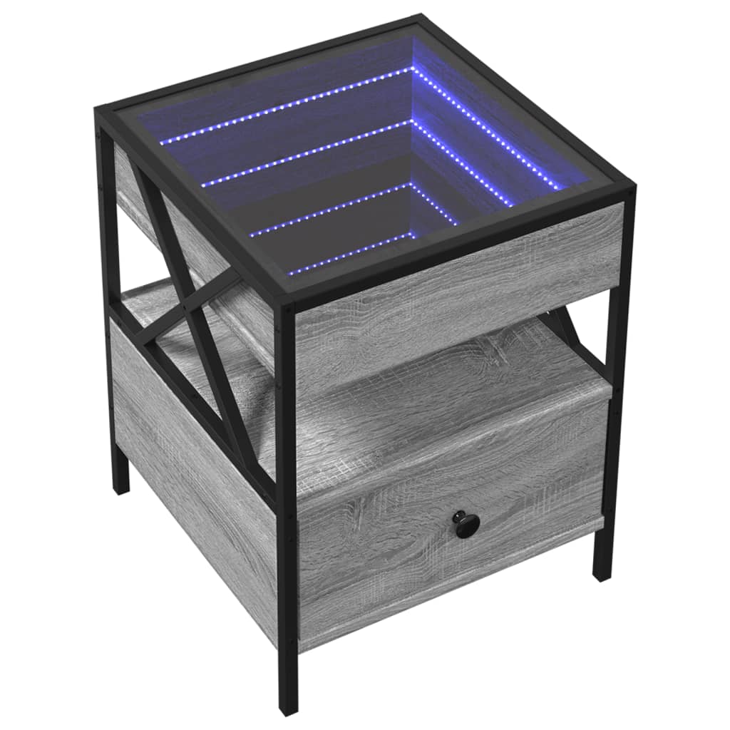 Noční Stolek S Infinity Led Šedý Sonoma 40 X 40 X 51 Cm
