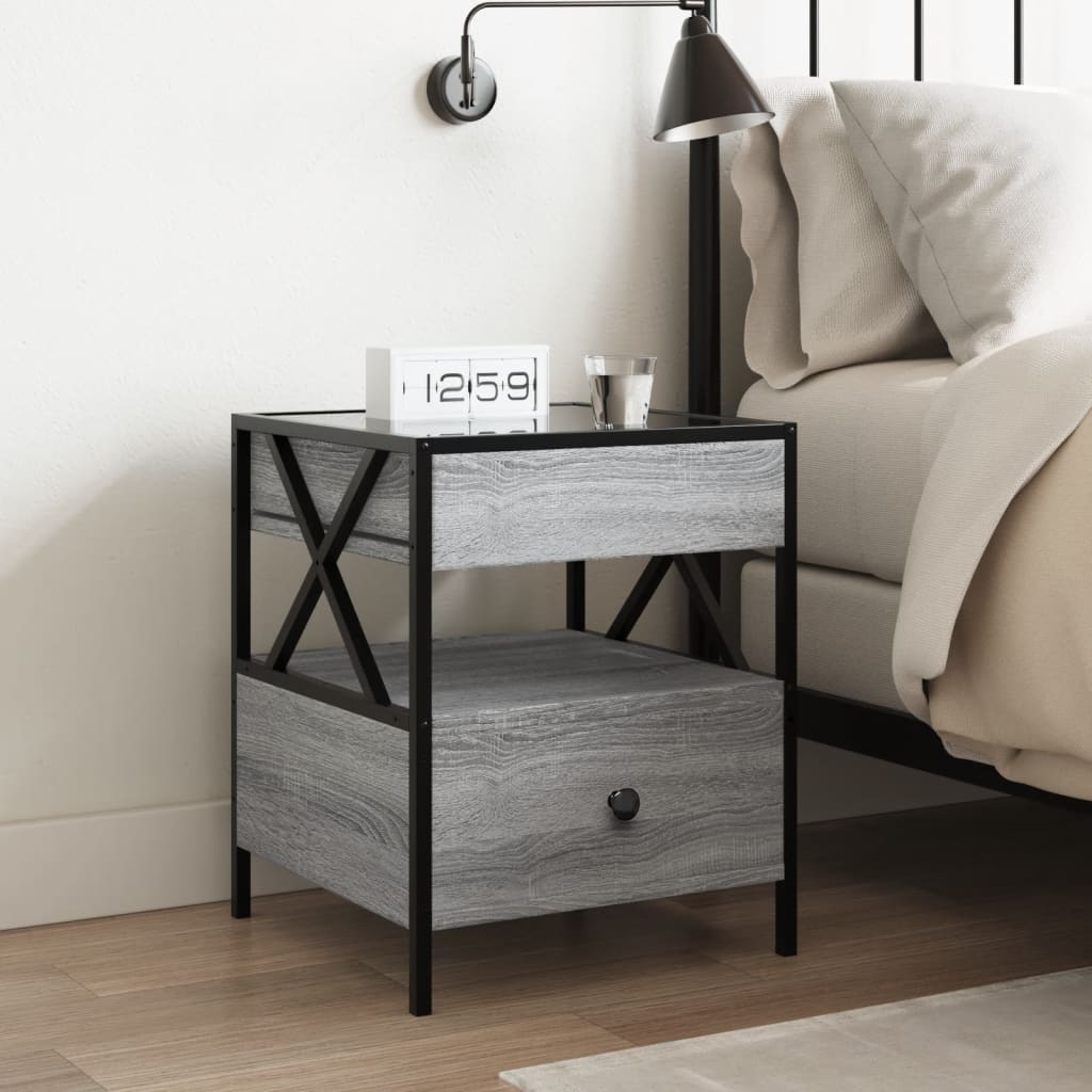 Noční Stolek S Infinity Led Šedý Sonoma 40 X 40 X 51 Cm