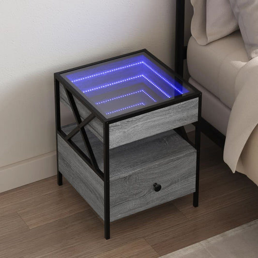 Noční Stolek S Infinity Led Šedý Sonoma 40 X 40 X 51 Cm
