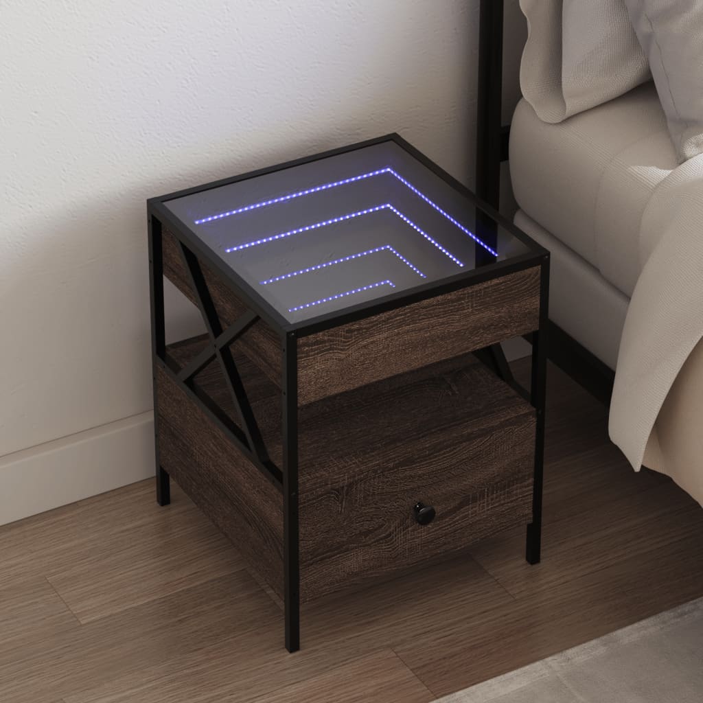 Noční Stolek S Infinity Led Šedý Sonoma 40 X 40 X 51 Cm