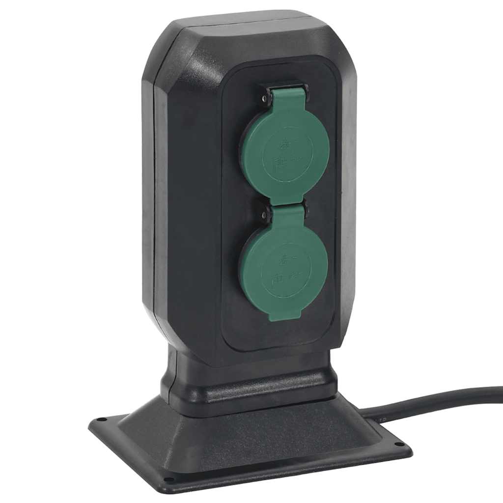 Venkovní Zásuvka S Hrotem 4Cestná Černá A Zelená 15,5X11X24 Cm