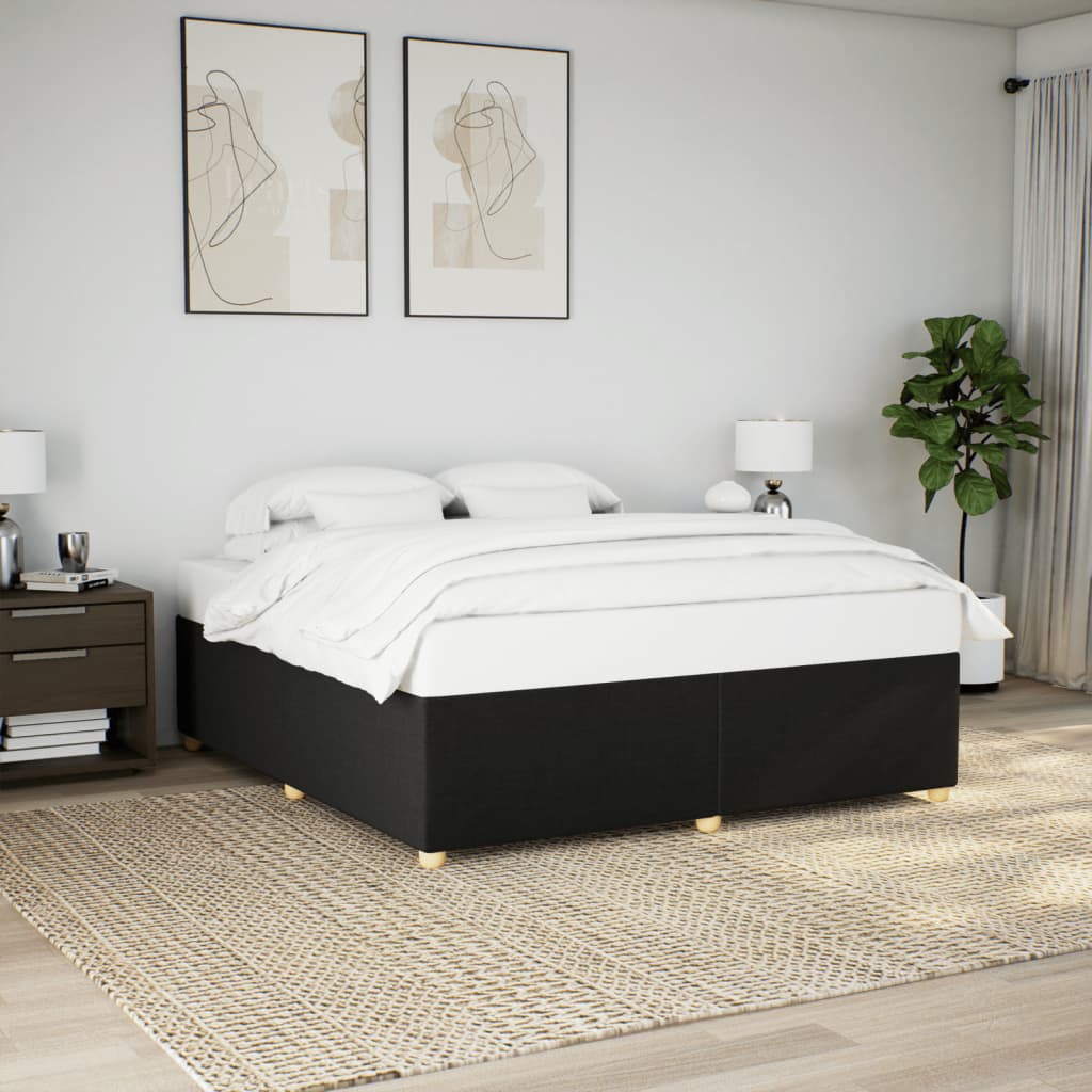 Rám Postele Bez Matrace Černý 180 X 200 Cm Textil