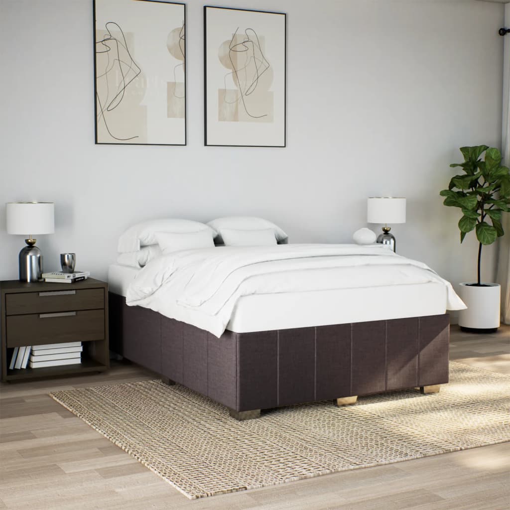 Rám Postele Bez Matrace Tmavě Hnědý 160 X 200 Cm Textil