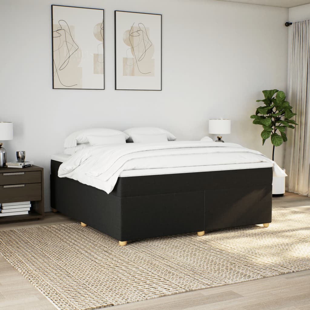 Box Spring Postel S Matrací Černá 180X200 Cm Textil